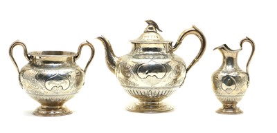 Lot 28 - An early Victorian silver three-piece tea service