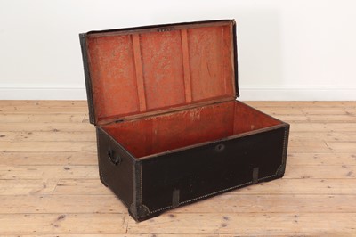 Lot 3 - A studded, brass-mounted and leather-clad camphor chest