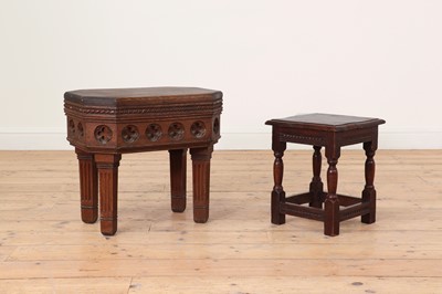 Lot 285 - A Victorian Gothic Revival oak stool