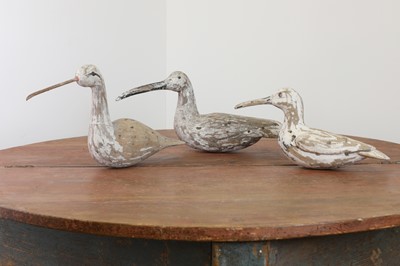 Lot 253 - Three carved and painted wooden marsh-bird decoys
