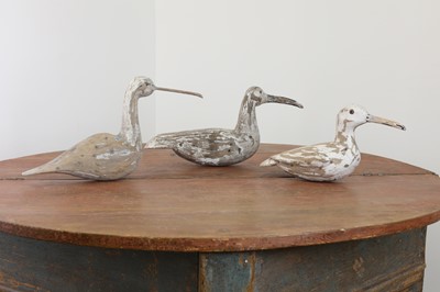Lot 253 - Three carved and painted wooden marsh-bird decoys