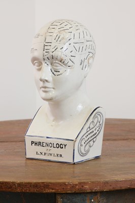 Lot 472 - A pottery phrenology head by L N Fowler