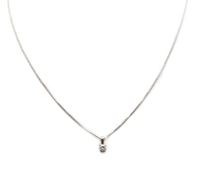 Lot 116 - A white gold single stone diamond pendant