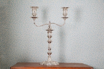 Lot 359 - A pair of silver two-light candelabra