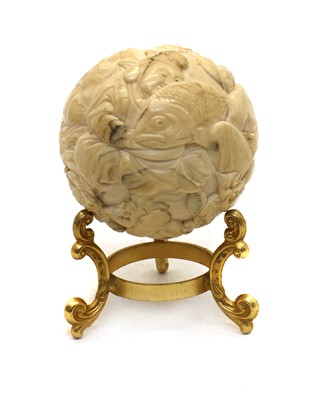 Lot 104A - A late 19th century Japanese ivory ball