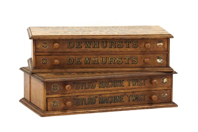 Lot 177 - A pair of Dewhurst's 'Sylko' golden oak haberdashery chests