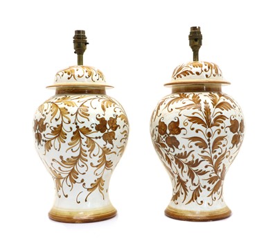 Lot 93 - A pair of Italian maiolica table lamps