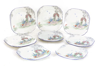 Lot 120 - A Shelley Queen Anne 'Arch of Roses' six-setting dinner service