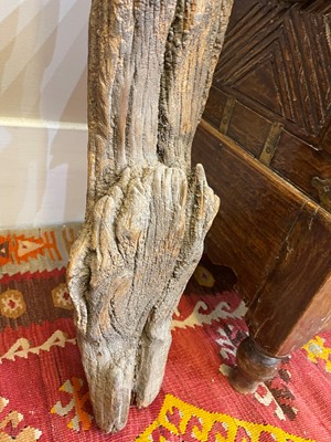 Lot 232 - A carved wooden granary ladder