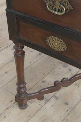 Lot 122 - A hardwood, ebony and brass desk on stand