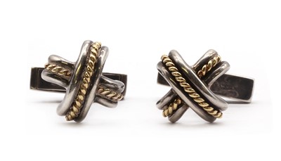 Lot 465 - A pair of silver and gold cufflinks, by Tiffany & Co.