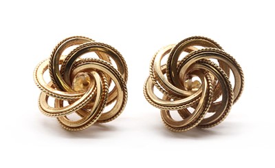 Lot 119 - A pair of 9ct gold knot earrings