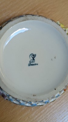 Lot 198 - A near pair of Dresden porcelain dishes