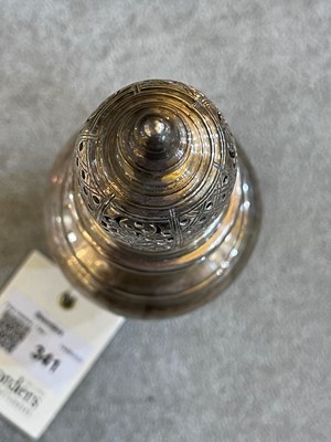 Lot 341 - A George II Scottish silver condiment caster