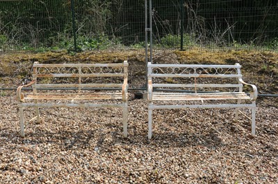 Lot 315 - A pair of wrought iron garden benches