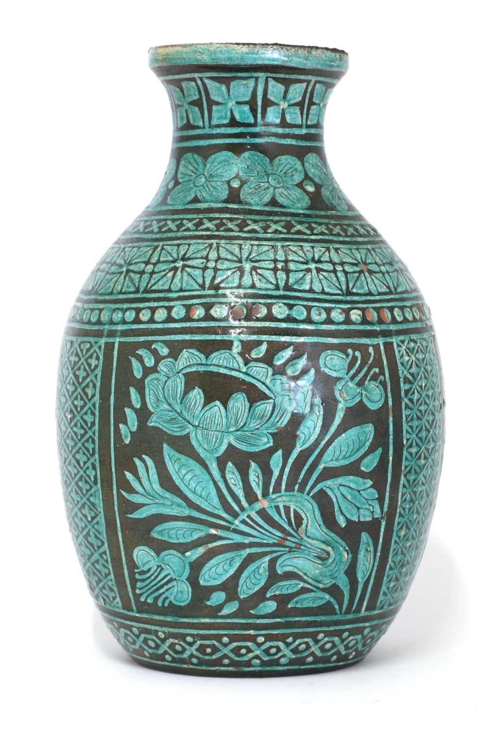 Lot 10 - A Bombay School of Art pottery vase of Doulton interest
