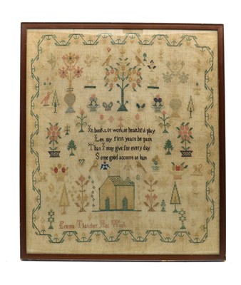 Lot 225 - An early Victorian needlework sampler