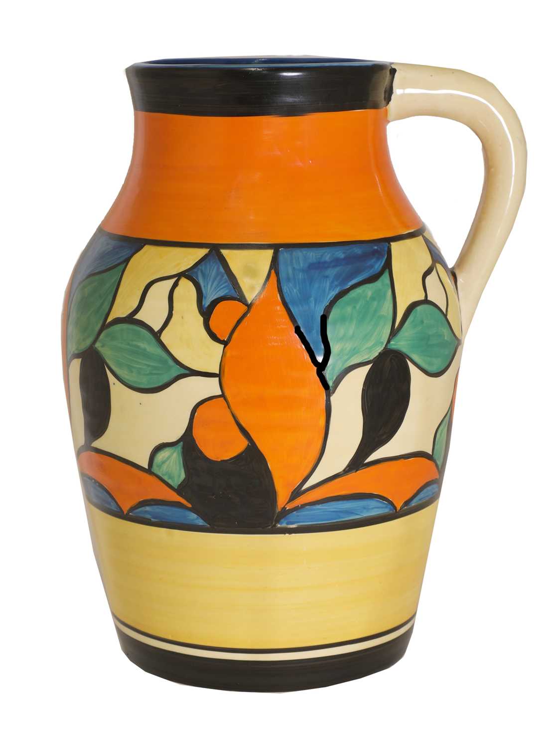 Lot 73 - A Clarice Cliff floral pattern Lotus jug