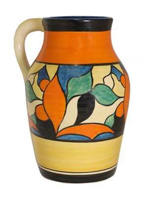 Lot 73 - A Clarice Cliff floral pattern Lotus jug