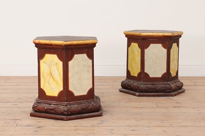 Lot 431 - A pair of scumbled and faux marble hexagonal plinths