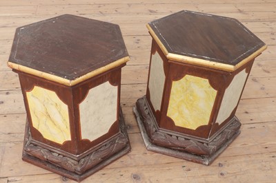 Lot 431 - A pair of scumbled and faux marble hexagonal plinths
