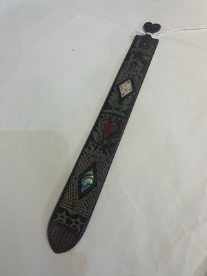 Lot 494 - A baleen bone and mother-of-pearl inlaid sailor's stay busk