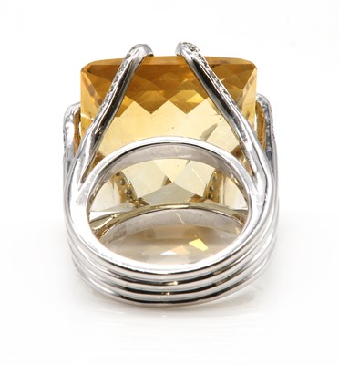 Lot 291 - A white gold citrine and diamond ring, attributed to Amanda Wakeley, c.2007