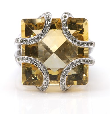 Lot 291 - A white gold citrine and diamond ring, attributed to Amanda Wakeley, c.2007