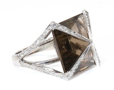 Lot 289 - A white gold smoky quartz and diamond ring, attributed to Amanda Wakeley, c.2007