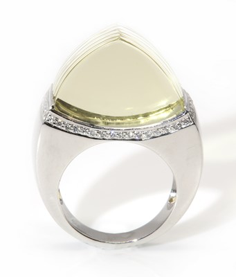 Lot 293 - A white gold lemon quartz and diamond ring, attributed to Amanda Wakeley, c.2007