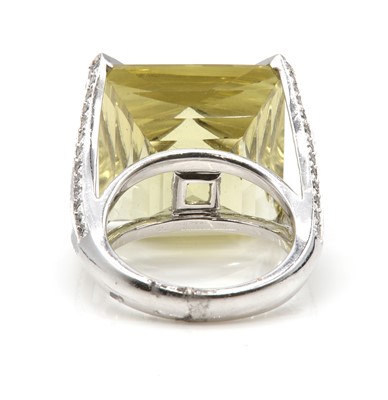 Lot 290 - A white gold lemon quartz and diamond ring, attributed to Amanda Wakeley, c.2007