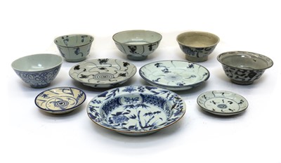 Lot 102 - A collection nine of Vietnamese enamelled stoneware bowls and saucers