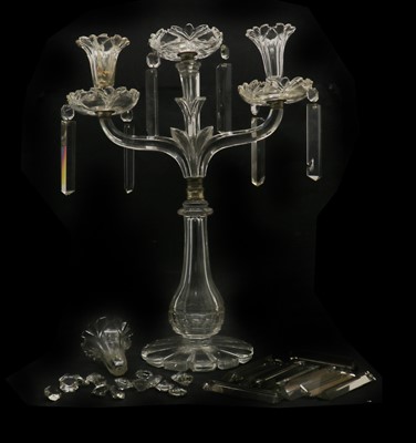 Lot 109 - A cut glass two branch three-light table lustre