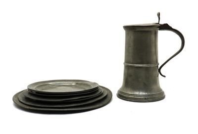 Lot 174 - A Continental pewter flagon