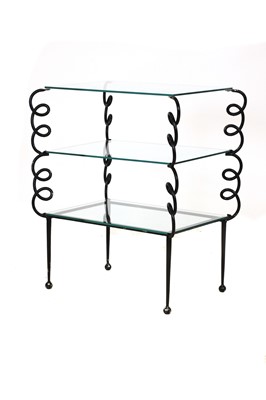 Lot 322 - A steel spiral three-tier side table