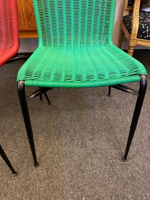 Lot 295 - Four metal and vinyl string chairs