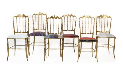Lot 300 - A set of six Chiavari brass chairs