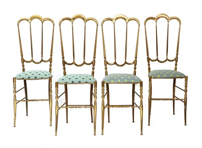 Lot 299 - A set of four Chiavari brass side chairs