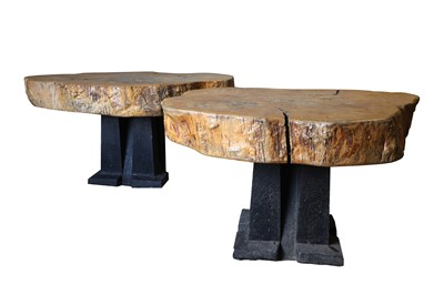 Lot 446 - A pair of massive wood slice centre tables