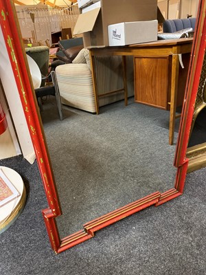 Lot 311 - A red-painted wall mirror