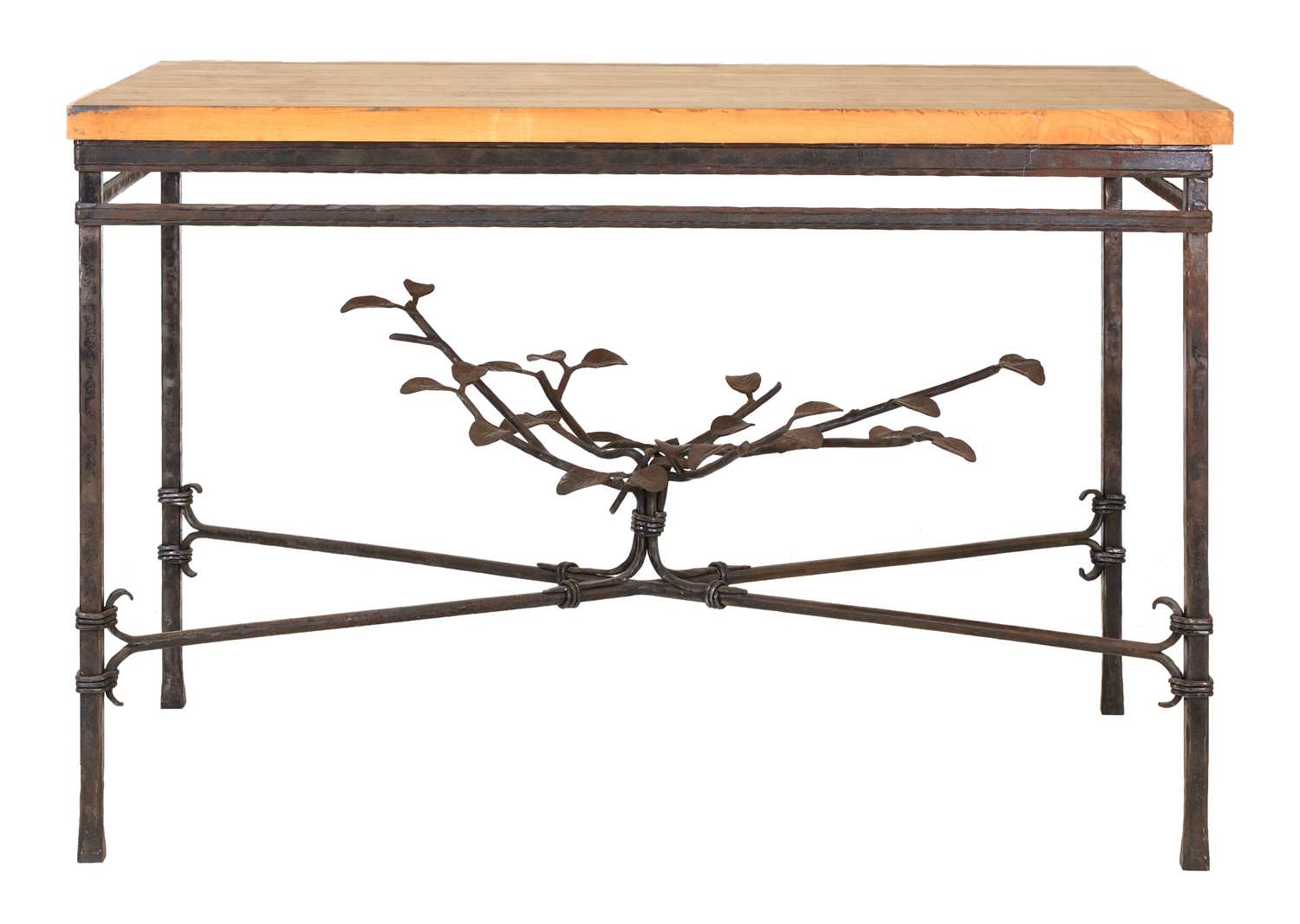 Lot 201 A wrought iron console table,
