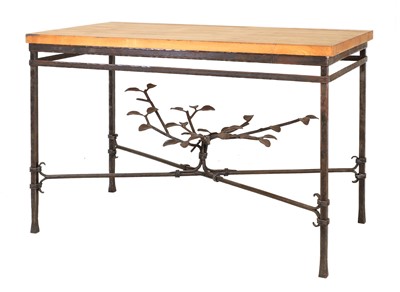 Lot 201 - A wrought iron console table