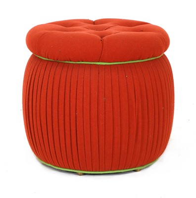 Lot 431 - A circular modern red wool pouffe