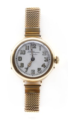 Lot 493 - A 9ct gold J.W. Benson pin set mechanical bracelet watch