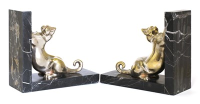 Lot 103 - A pair of Art Deco silvered bronze bookends