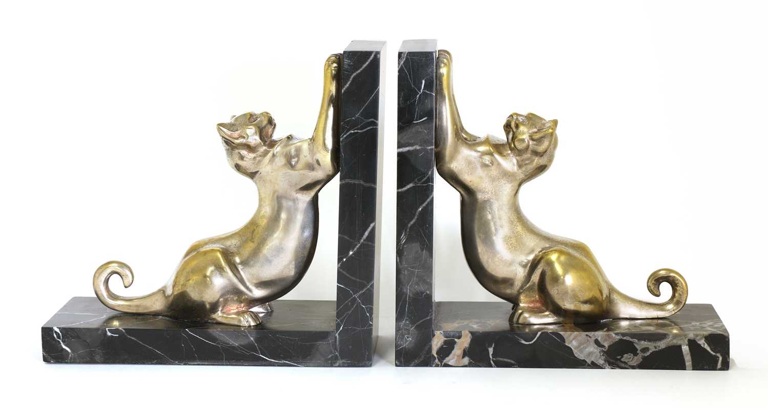Lot 103 - A pair of Art Deco silvered bronze bookends