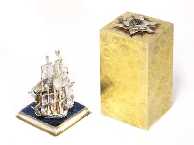 Lot 181 - A novelty silver-gilt and enamel 'Surprise' box