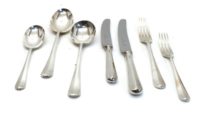 Lot 10 - A part service of silver Hanovarian pattern flatware for six settings