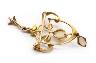 Lot 45 - An Edwardian gold opal and split pearl brooch/pendant