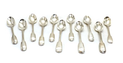 Lot 20 - A set of six Victorian silver Fiddle and Thread pattern teaspoons